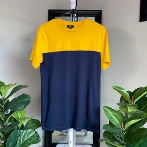Plain Yellow/Navy Vintage Tee Shirt